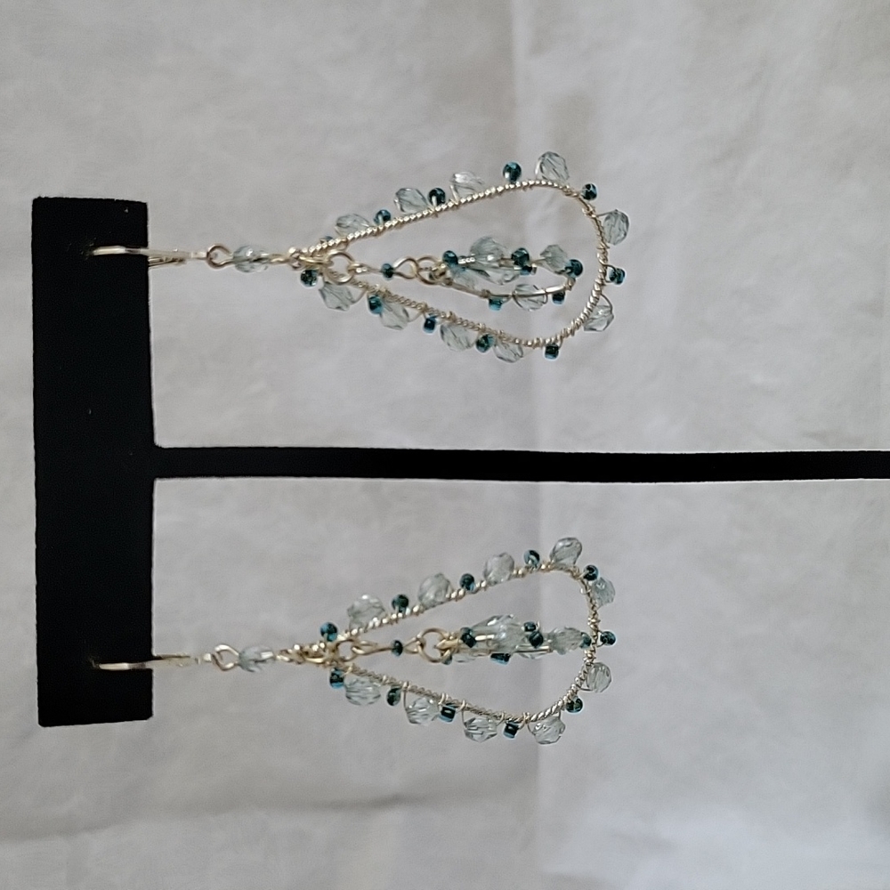Vintage 2 Tone Blue Dangle Earrings